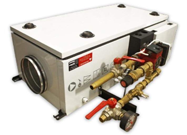 Вид компактной приточной установки с водяным нагревателем Вид приточной установки с водяным нагревателем